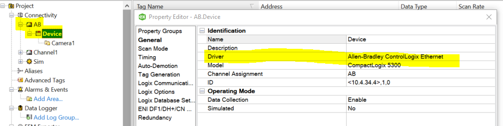 kepware channel/device